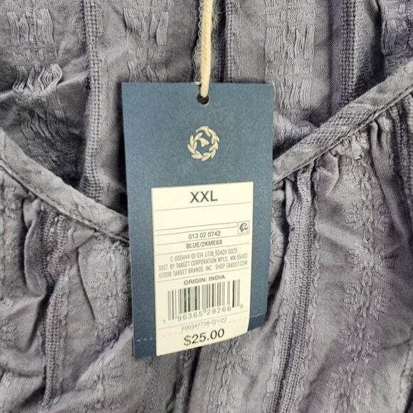 Womans Blue Universal Thread Embroidered Crop Top Balloon Sleeve V Neck Size XXL - Picture 6 of 9